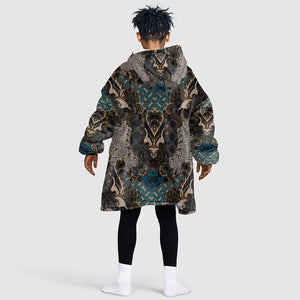 Madiba Nelson Mandela Batik Kid Wearable Blanket Hoodie Black Indonesia Heritage - African Pride