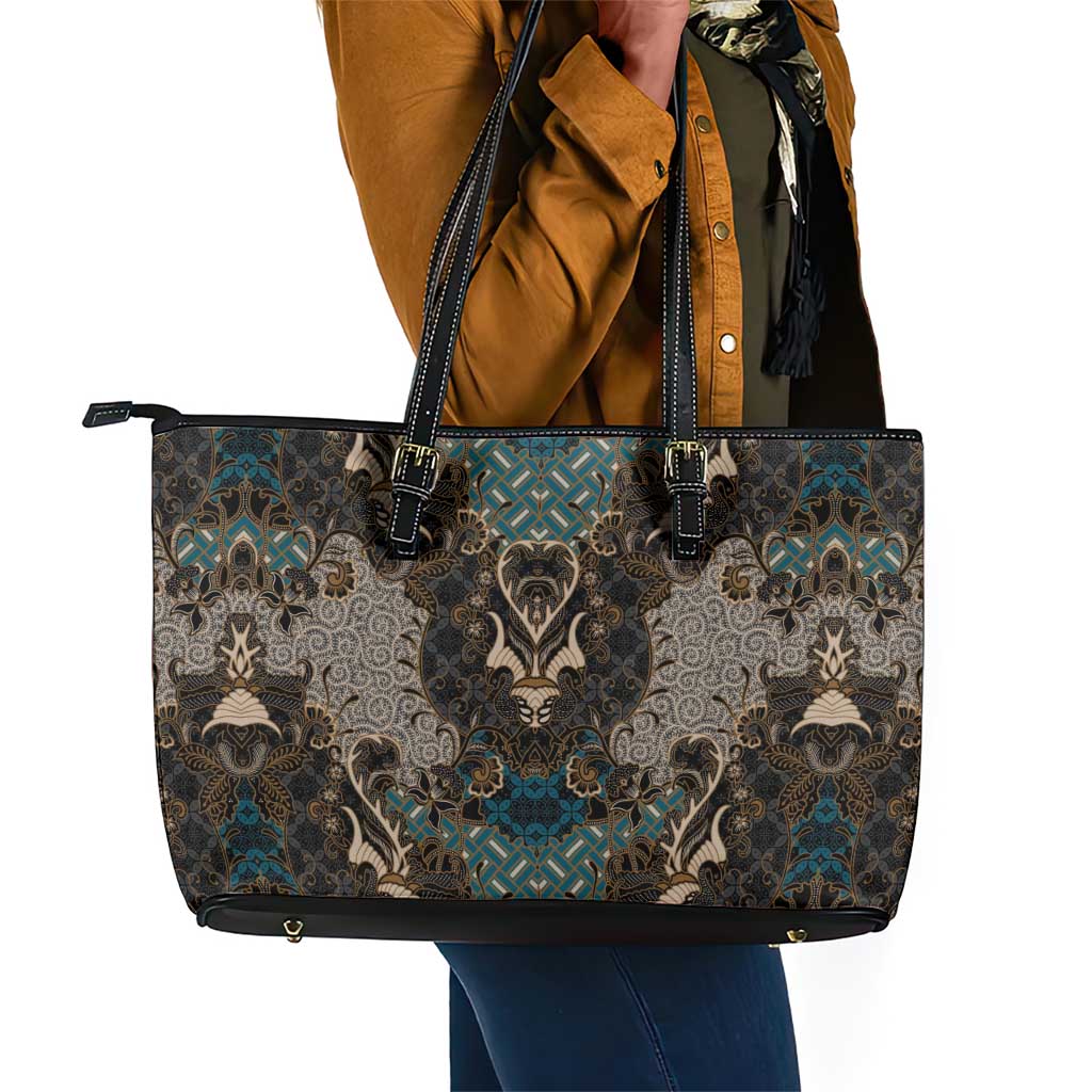 Madiba Nelson Mandela Batik Leather Tote Bag Black Indonesia Heritage - African Pride