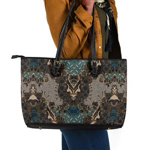 Madiba Nelson Mandela Batik Leather Tote Bag Black Indonesia Heritage - African Pride