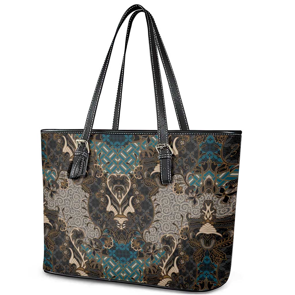Madiba Nelson Mandela Batik Leather Tote Bag Black Indonesia Heritage - African Pride