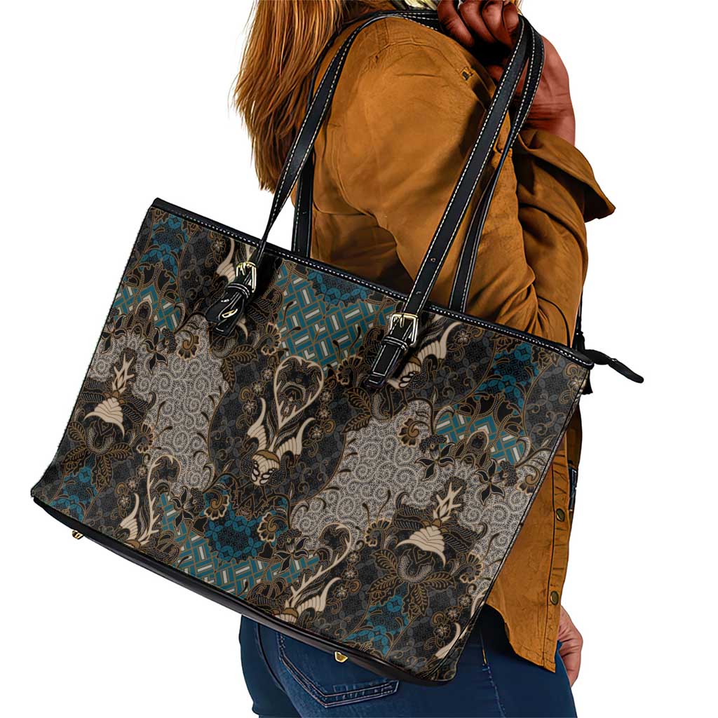 Madiba Nelson Mandela Batik Leather Tote Bag Black Indonesia Heritage - African Pride