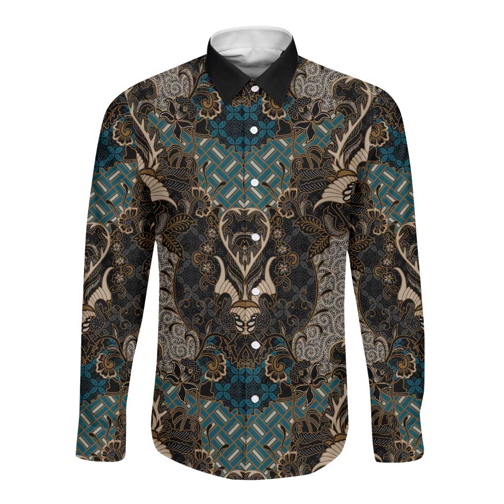 Madiba Nelson Mandela Batik Long Sleeve Button Shirt Black Indonesia Heritage - African Pride