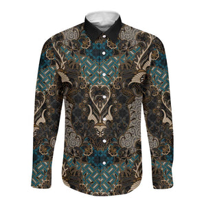 Madiba Nelson Mandela Batik Long Sleeve Button Shirt Black Indonesia Heritage - African Pride