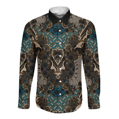 Madiba Nelson Mandela Batik Long Sleeve Button Shirt Black Indonesia Heritage - African Pride