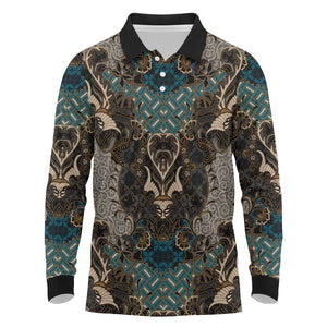 Madiba Nelson Mandela Batik Long Sleeve Polo Shirt Black Indonesia Heritage - African Pride