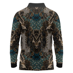 Madiba Nelson Mandela Batik Long Sleeve Polo Shirt Black Indonesia Heritage - African Pride