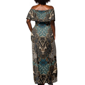 Madiba Nelson Mandela Batik Off Shoulder Maxi Dress Black Indonesia Heritage - African Pride