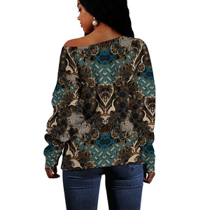 Madiba Nelson Mandela Batik Off Shoulder Sweater Black Indonesia Heritage - African Pride