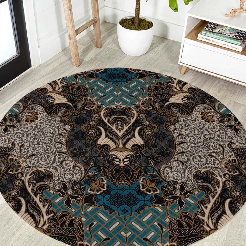 Madiba Nelson Mandela Batik Round Carpet Black Indonesia Heritage - African Pride