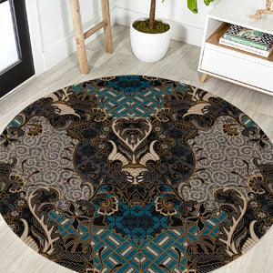 Madiba Nelson Mandela Batik Round Carpet Black Indonesia Heritage - African Pride