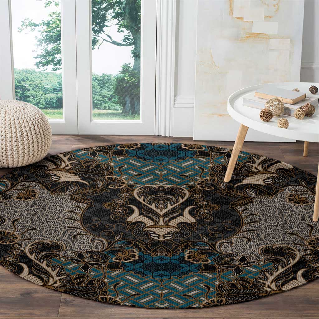 Madiba Nelson Mandela Batik Round Carpet Black Indonesia Heritage - African Pride