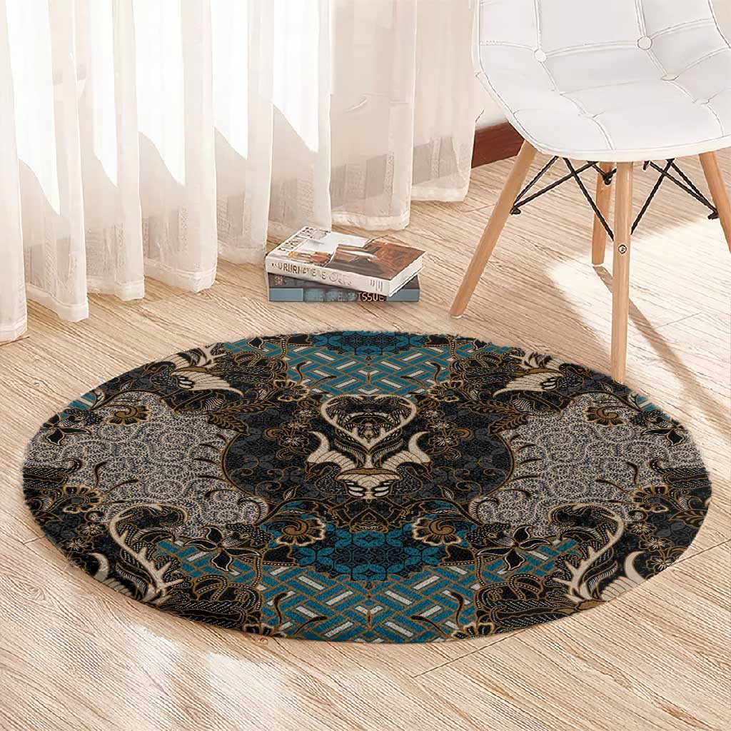Madiba Nelson Mandela Batik Round Carpet Black Indonesia Heritage - African Pride