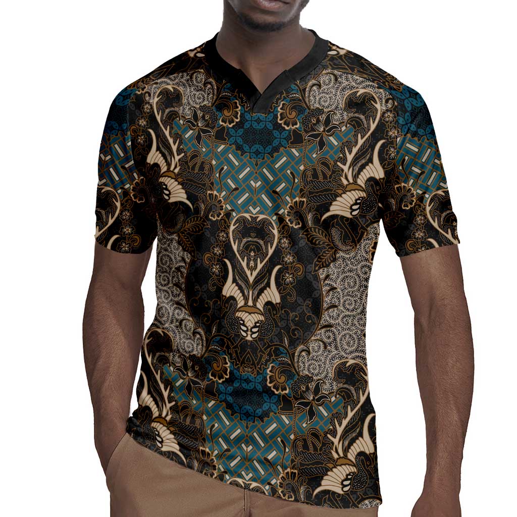 Madiba Nelson Mandela Batik Rugby Jersey Black Indonesia Heritage - African Pride