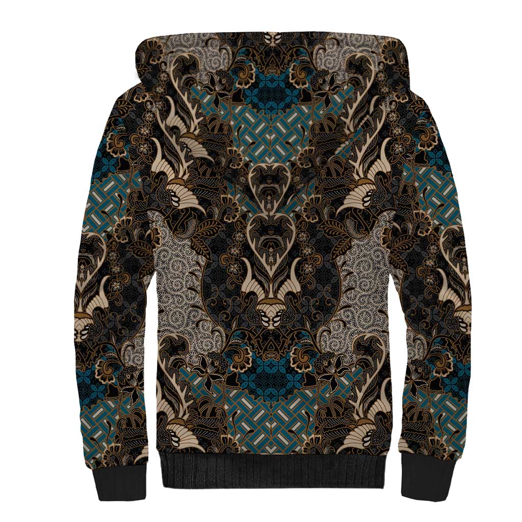 Madiba Nelson Mandela Batik Sherpa Hoodie Black Indonesia Heritage - African Pride