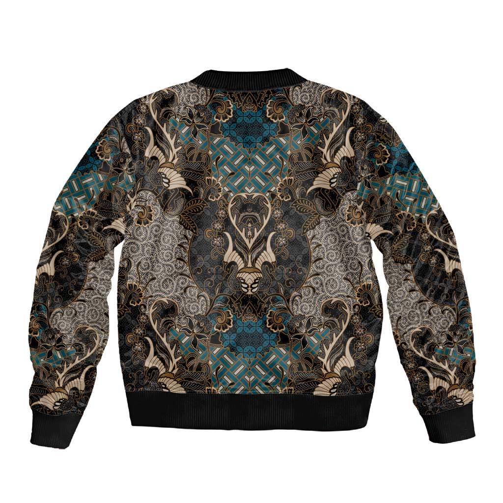 Madiba Nelson Mandela Batik Sleeve Zip Bomber Jacket Black Indonesia Heritage - African Pride