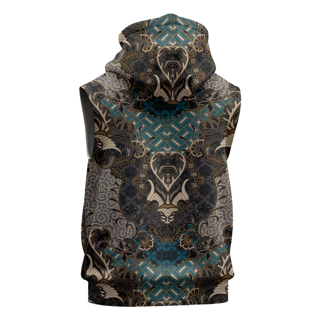Madiba Nelson Mandela Batik Sleeveless Hoodie Black Indonesia Heritage - African Pride