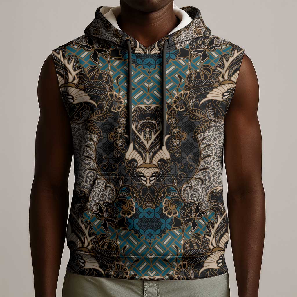 Madiba Nelson Mandela Batik Sleeveless Hoodie Black Indonesia Heritage - African Pride