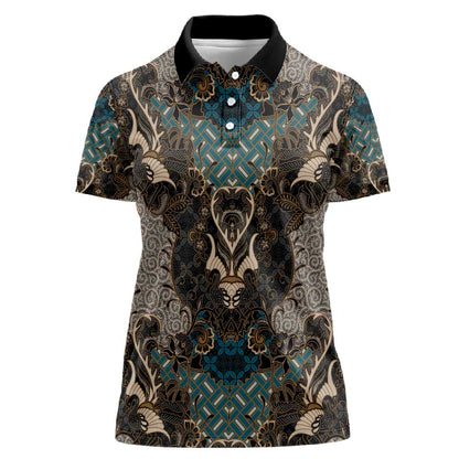 Madiba Nelson Mandela Batik Women Polo Shirt Black Indonesia Heritage - African Pride