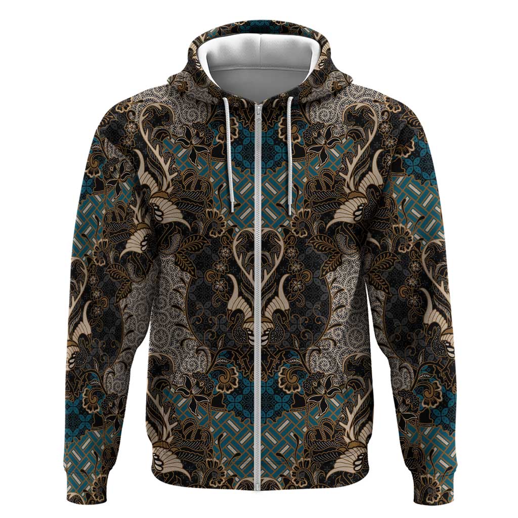 Madiba Nelson Mandela Batik Zip Hoodie Black Indonesia Heritage - African Pride