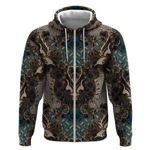 Madiba Nelson Mandela Batik Zip Hoodie Black Indonesia Heritage - African Pride