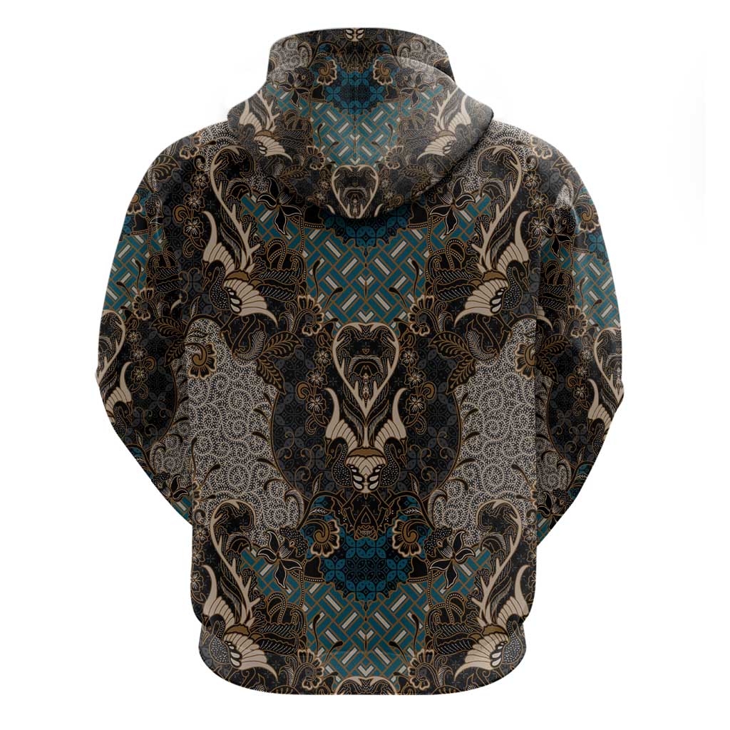 Madiba Nelson Mandela Batik Zip Hoodie Black Indonesia Heritage - African Pride