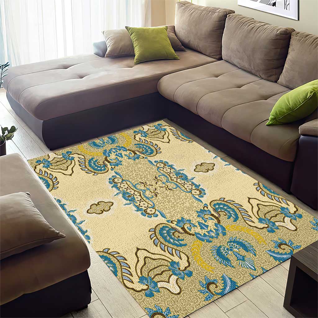 Madiba Nelson Mandela Batik Area Rug Yellow Blue Indonesia Heritage - African Pride