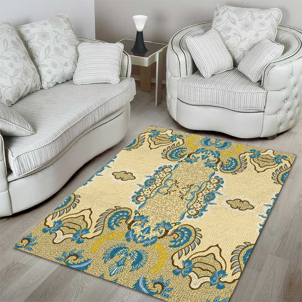Madiba Nelson Mandela Batik Area Rug Yellow Blue Indonesia Heritage - African Pride
