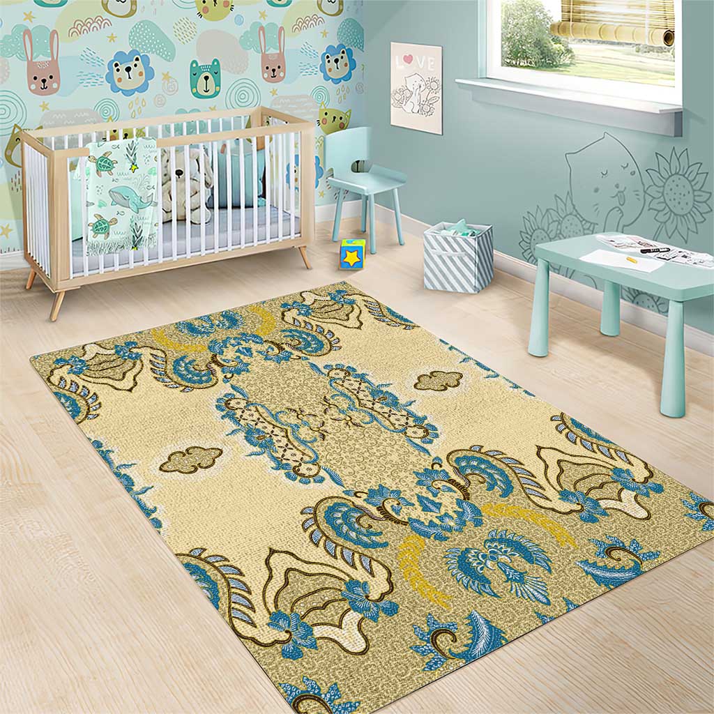 Madiba Nelson Mandela Batik Area Rug Yellow Blue Indonesia Heritage - African Pride