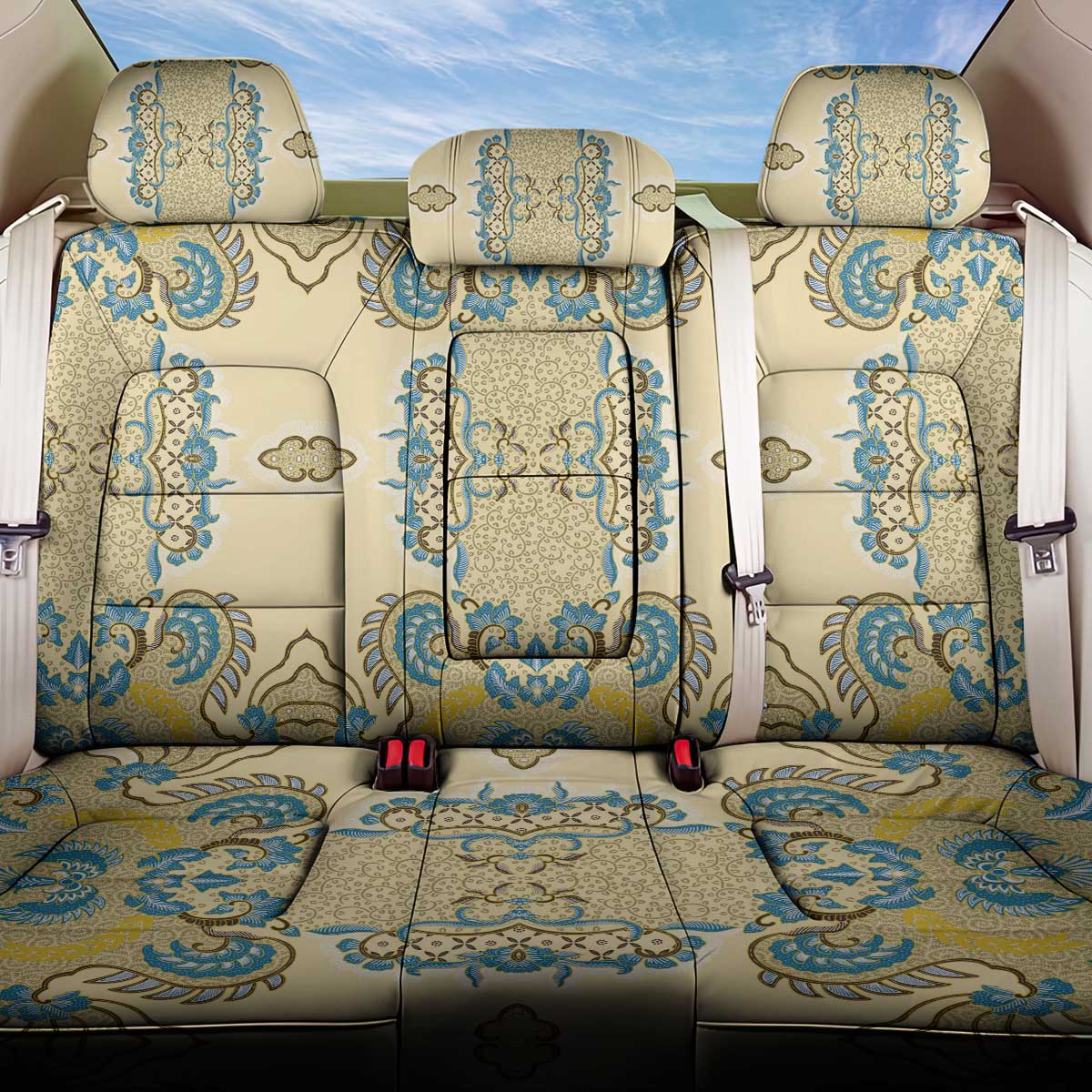 Madiba Nelson Mandela Batik Back Car Seat Cover Yellow Blue Indonesia Heritage - African Pride