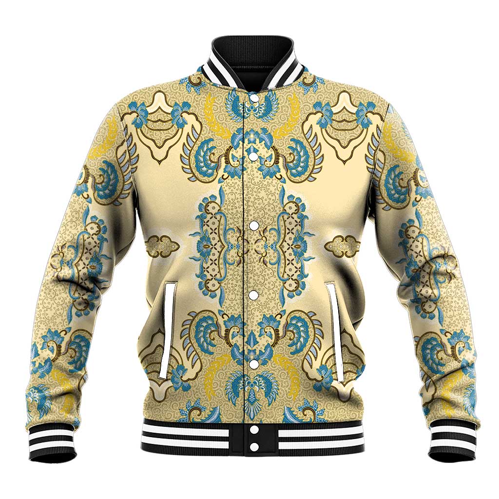 Madiba Nelson Mandela Batik Baseball Jacket Yellow Blue Indonesia Heritage - African Pride