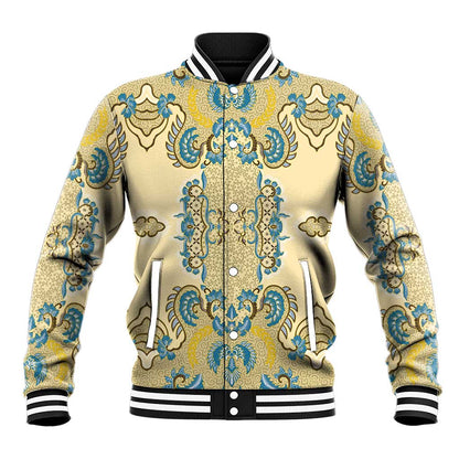 Madiba Nelson Mandela Batik Baseball Jacket Yellow Blue Indonesia Heritage - African Pride