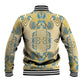 Madiba Nelson Mandela Batik Baseball Jacket Yellow Blue Indonesia Heritage - African Pride