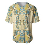 Madiba Nelson Mandela Batik Baseball Jersey Yellow Blue Indonesia Heritage - African Pride