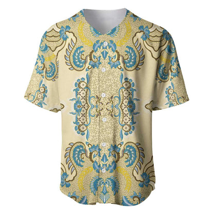 Madiba Nelson Mandela Batik Baseball Jersey Yellow Blue Indonesia Heritage - African Pride