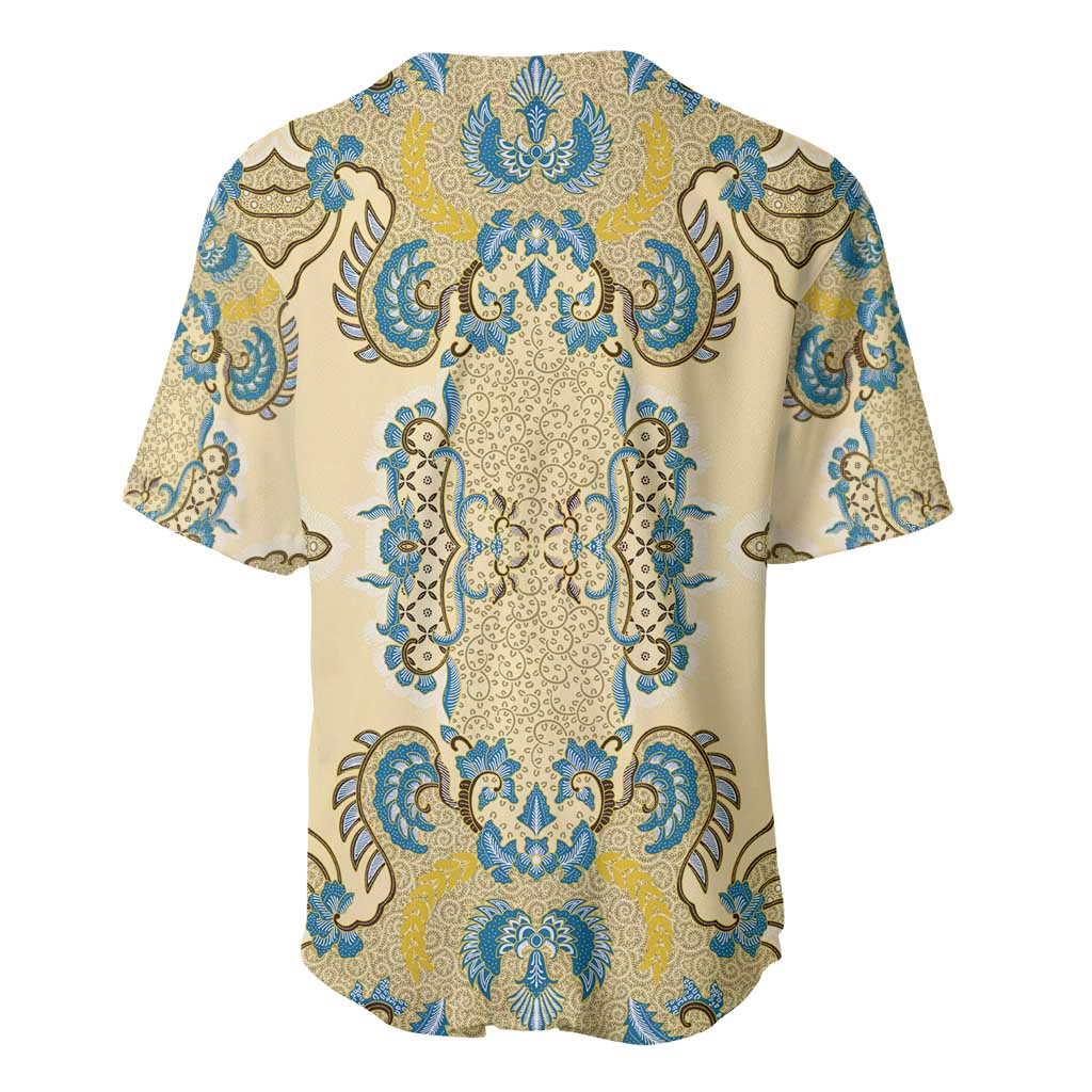Madiba Nelson Mandela Batik Baseball Jersey Yellow Blue Indonesia Heritage - African Pride
