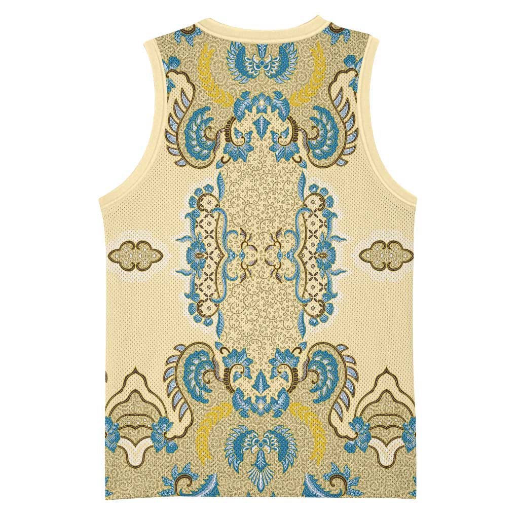 Madiba Nelson Mandela Batik Basketball Jersey Yellow Blue Indonesia Heritage - African Pride