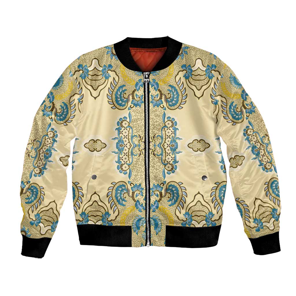 Madiba Nelson Mandela Batik Bomber Jacket Yellow Blue Indonesia Heritage - African Pride