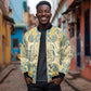 Madiba Nelson Mandela Batik Bomber Jacket Yellow Blue Indonesia Heritage - African Pride