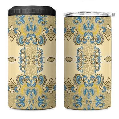 Madiba Nelson Mandela Batik 4 in 1 Can Cooler Tumbler Yellow Blue Indonesia Heritage LT15