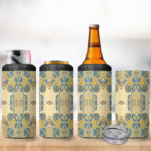 Madiba Nelson Mandela Batik 4 in 1 Can Cooler Tumbler Yellow Blue Indonesia Heritage LT15