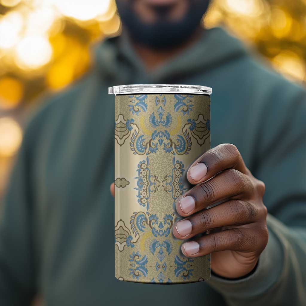 Madiba Nelson Mandela Batik 4 in 1 Can Cooler Tumbler Yellow Blue Indonesia Heritage LT15