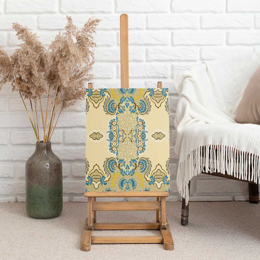 Madiba Nelson Mandela Batik Canvas Wall Art Yellow Blue Indonesia Heritage - African Pride