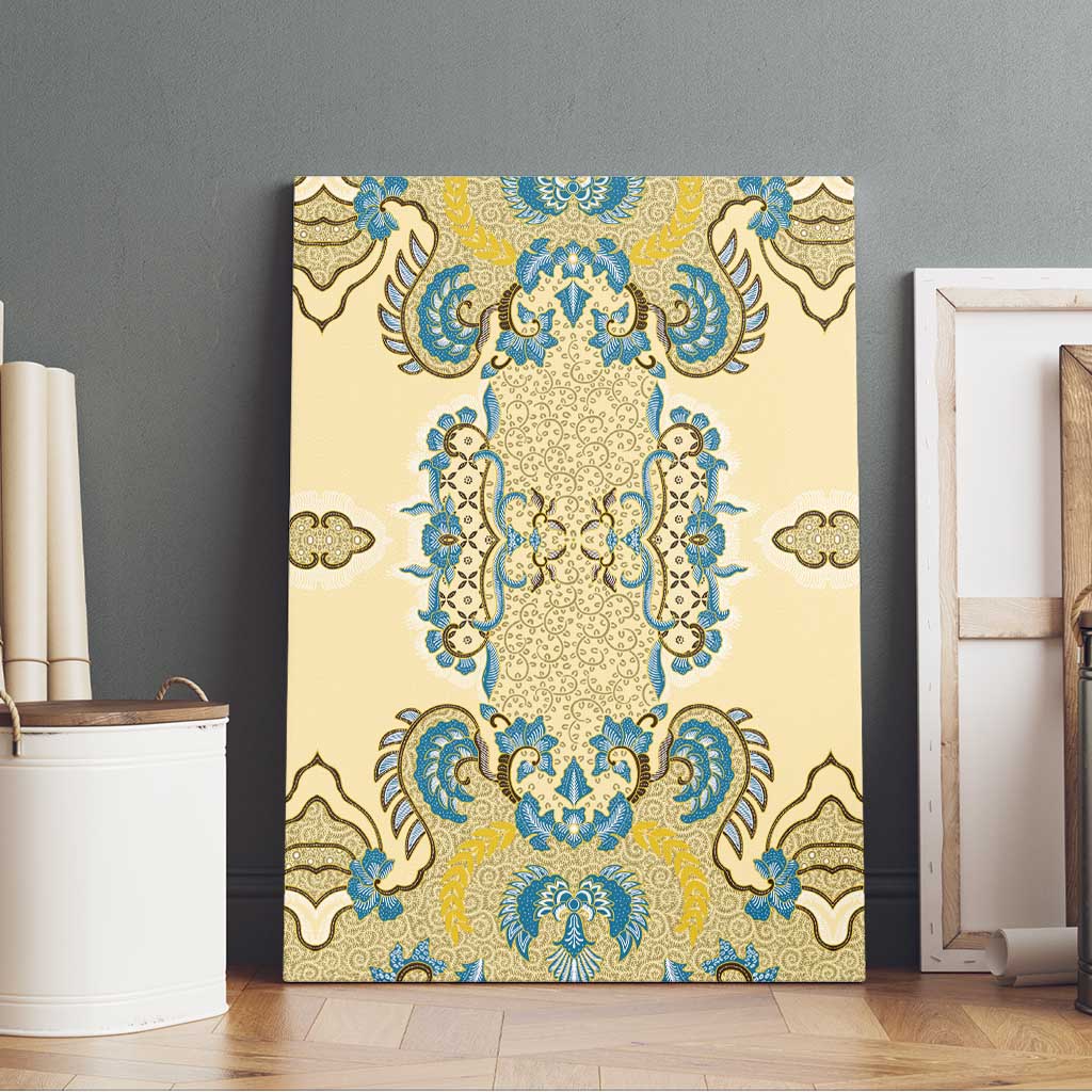 Madiba Nelson Mandela Batik Canvas Wall Art Yellow Blue Indonesia Heritage - African Pride