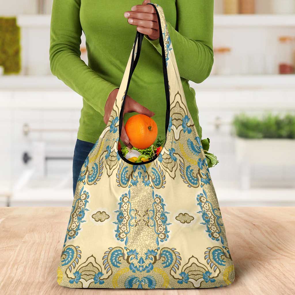 Madiba Nelson Mandela Batik Grocery Bag Yellow Blue Indonesia Heritage - African Pride