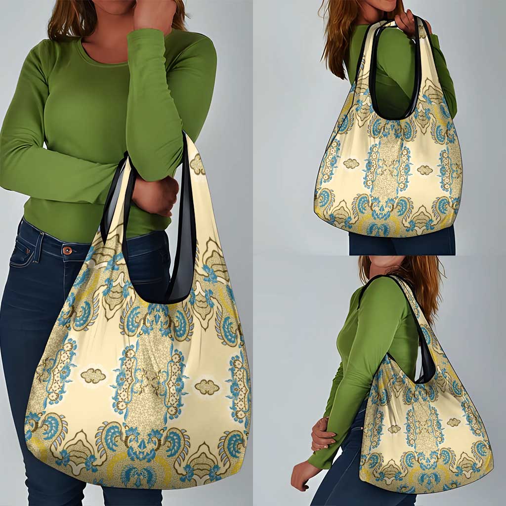 Madiba Nelson Mandela Batik Grocery Bag Yellow Blue Indonesia Heritage - African Pride