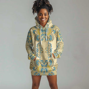 Madiba Nelson Mandela Batik Hoodie Dress Yellow Blue Indonesia Heritage - African Pride