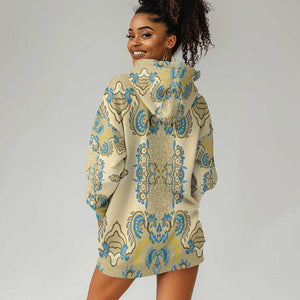 Madiba Nelson Mandela Batik Hoodie Dress Yellow Blue Indonesia Heritage - African Pride