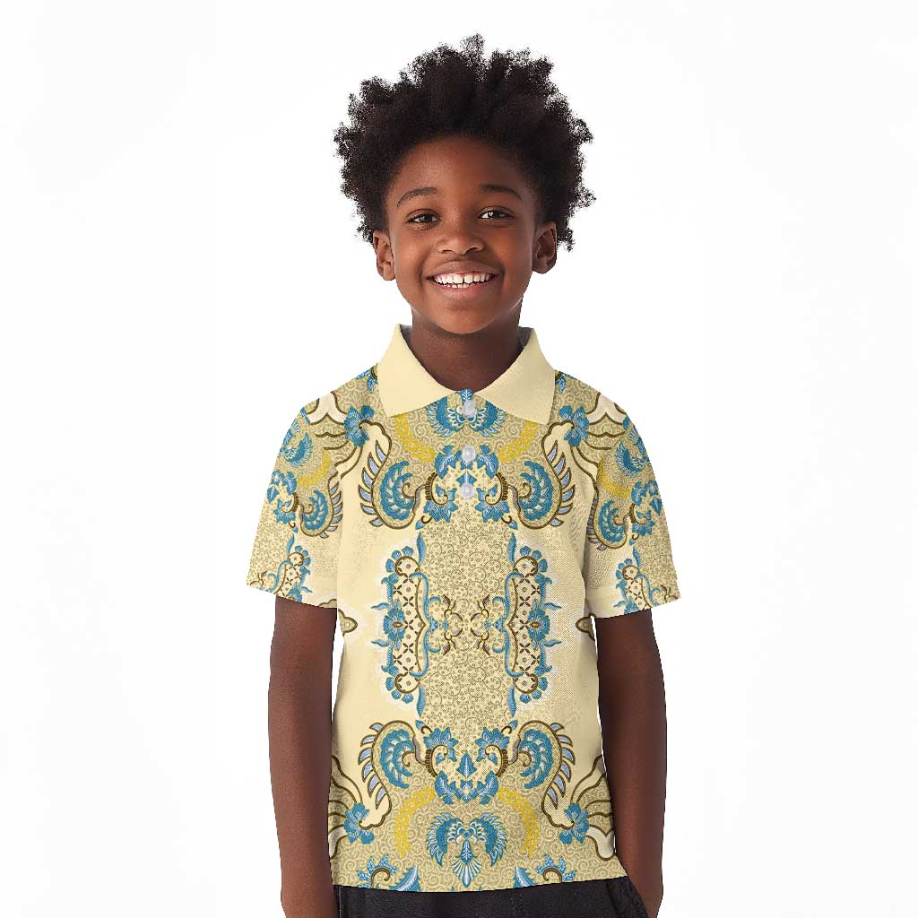 Madiba Nelson Mandela Batik Kid Polo Shirt Yellow Blue Indonesia Heritage - African Pride
