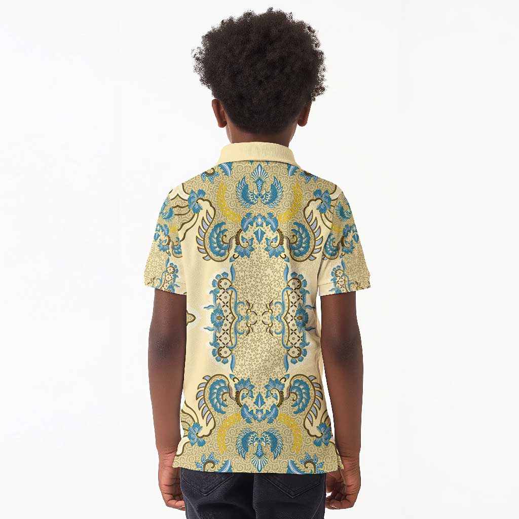 Madiba Nelson Mandela Batik Kid Polo Shirt Yellow Blue Indonesia Heritage - African Pride