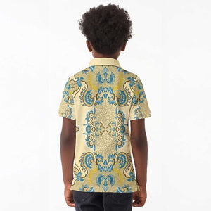 Madiba Nelson Mandela Batik Kid Polo Shirt Yellow Blue Indonesia Heritage - African Pride
